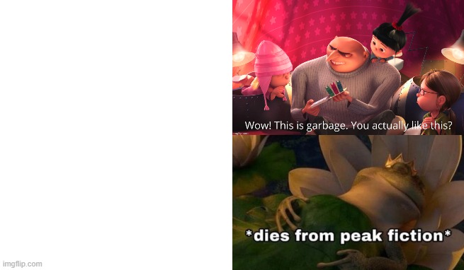 Absolute garbage/peak fiction Blank Meme Template