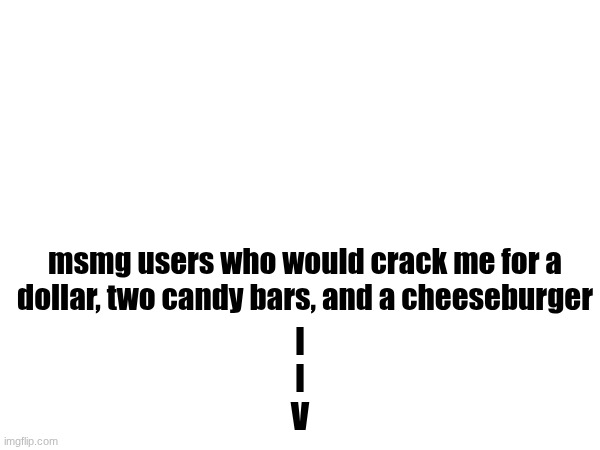 Why did I post this? (The Amazing Digital Footprint) | msmg users who would crack me for a dollar, two candy bars, and a cheeseburger; I
I
V | image tagged in the amazing digital footprint | made w/ Imgflip meme maker