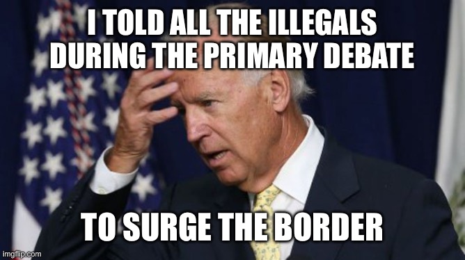 I told all the illegals during the primary debate To surge the border | image tagged in joe biden worries | made w/ Imgflip meme maker
