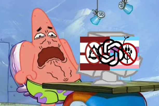 The Anti furries have an new group called Aicp and it's Cringe | image tagged in patrick star internet disgust,aicp,anti furry cringe | made w/ Imgflip meme maker