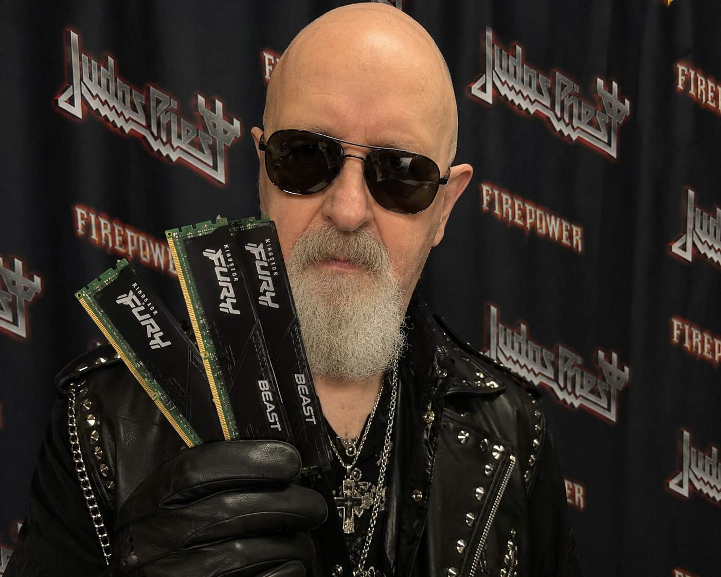 Judas Priest holding computer RAM Blank Meme Template