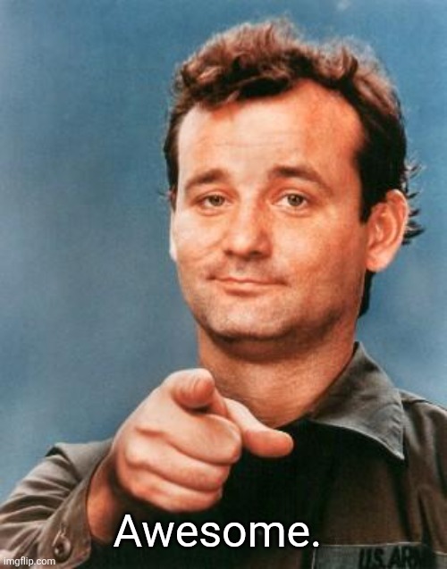 Bill Murray You're Awesome | Awesome. | image tagged in bill murray you're awesome | made w/ Imgflip meme maker