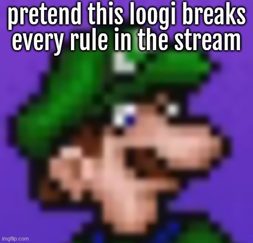 loogi | pretend this loogi breaks every rule in the stream | image tagged in loogi | made w/ Imgflip meme maker
