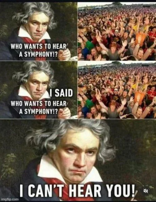 Beethoven Can't Hear You | image tagged in music,beethoven | made w/ Imgflip meme maker