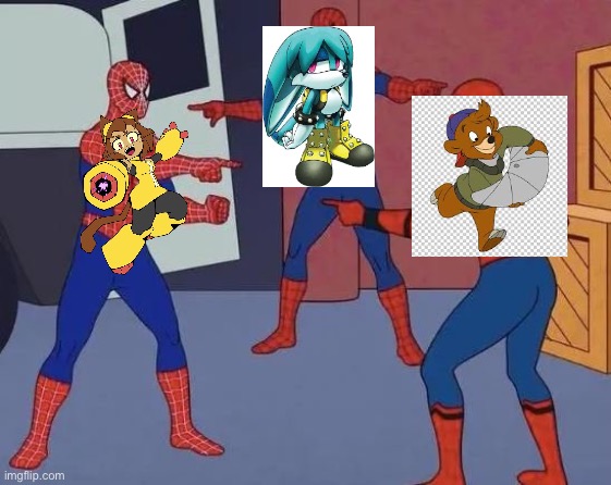 Same name, different character part 2 | image tagged in 3 spiderman pointing | made w/ Imgflip meme maker
