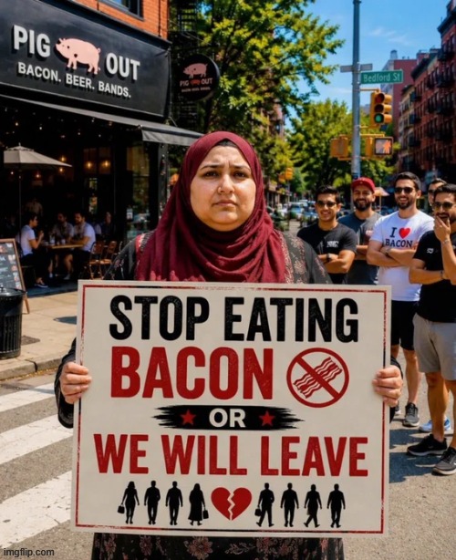We won't stop and your terms are acceptable | image tagged in bacon,this is america,we live in a society,deal with it,political humor | made w/ Imgflip meme maker