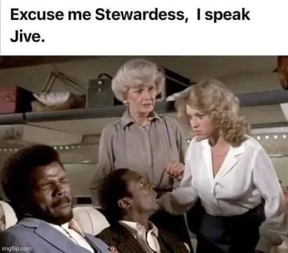 Jive talkin' honkey! | image tagged in airplane,80s,comedy,movie,jive talking,white woman | made w/ Imgflip meme maker