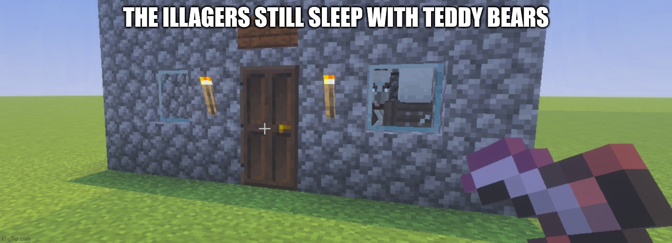 Illager Base | The illagers still sleep with teddy bears | image tagged in illager base | made w/ Imgflip meme maker