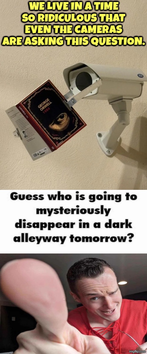 Welcome To 1984 | We live in a time so ridiculous that even the cameras are asking this question. | image tagged in 1984,george orwell,orwellian,disappearing,nwo police state,life sucks | made w/ Imgflip meme maker