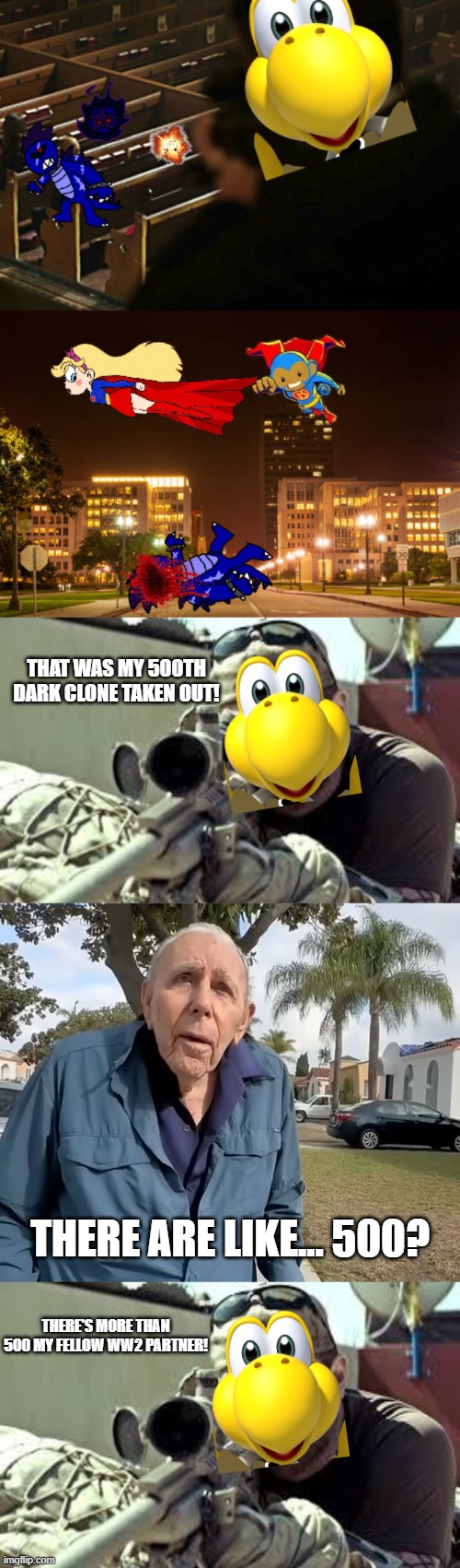 there are like... 500? that was my 500th dark clone taken out! there's more than 500 my fellow WW2 Partner! | image tagged in american sniper | made w/ Imgflip meme maker