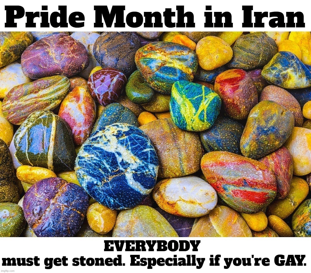 Pride Month in Iran. LGBTQ = Let's Go Bully The Queers! | image tagged in pride month,iran,everybody must get stoned,i diagnose you with gay,i diagnose you with dead,let's go bully the queers | made w/ Imgflip meme maker