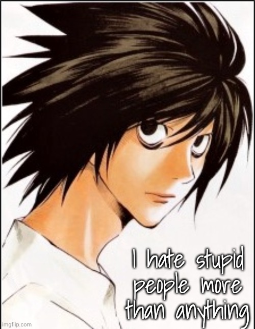 L | I hate stupid people more than anything | image tagged in l | made w/ Imgflip meme maker