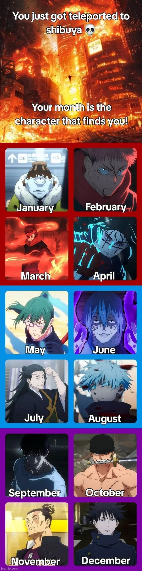 psst hey, look at October | image tagged in jjk,shibuya | made w/ Imgflip meme maker
