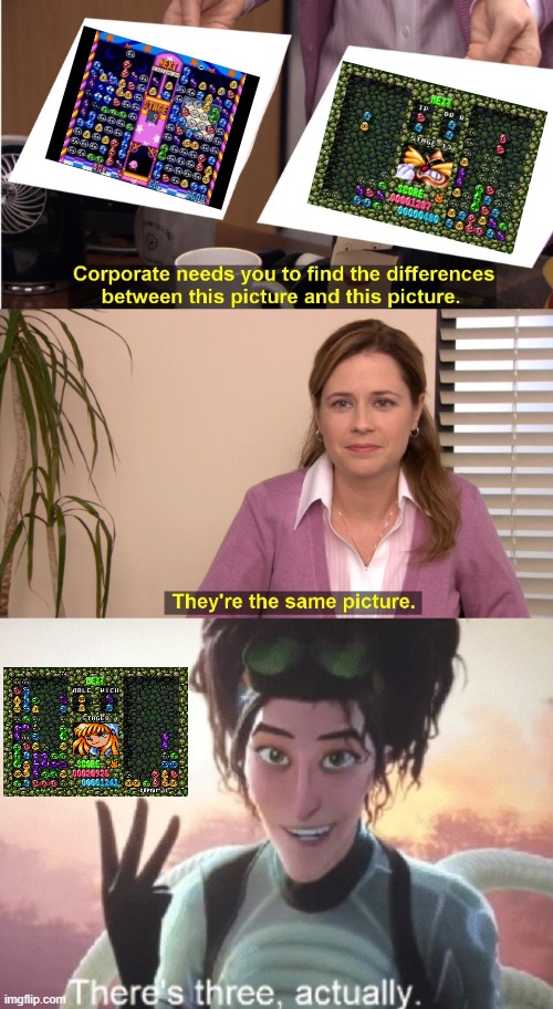 Knock-offs of Puyo Puyo | image tagged in memes,they're the same picture,there's three actually,kirby,sega,kirby's avalanche | made w/ Imgflip meme maker