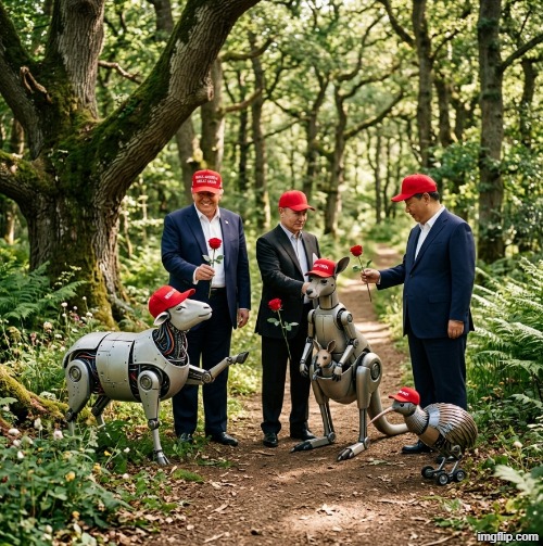 The LABOUR of the REICH standing in an OAK MAPLE forest handing RED ROSES to sheep, kangaroos, and kiwis spreading LOVE or HATE? | image tagged in inception,cowboy wisdom,jim halpert explains,change my mind,black background,giga chad | made w/ Imgflip meme maker