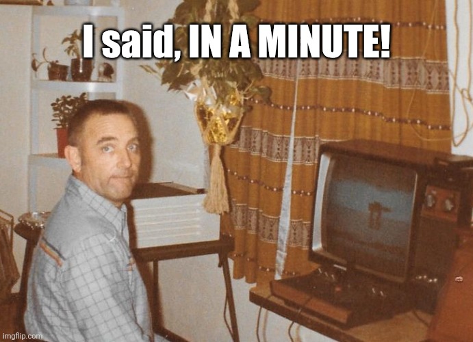 I said, IN A MINUTE! | made w/ Imgflip meme maker