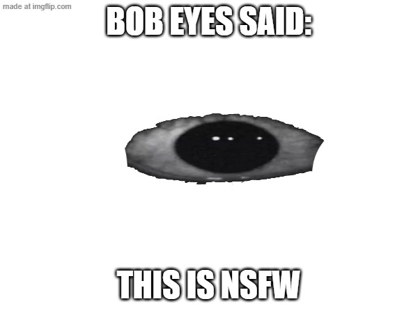 My opinions about my first nsfw meme | BOB EYES SAID:; THIS IS NSFW | image tagged in funny memes | made w/ Imgflip meme maker