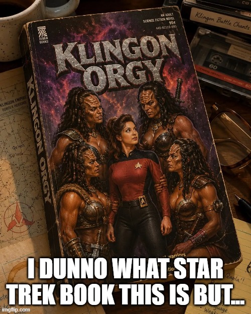 Dirty Trek | I dunno what star trek book this is but... | image tagged in star trek,klingon | made w/ Imgflip meme maker