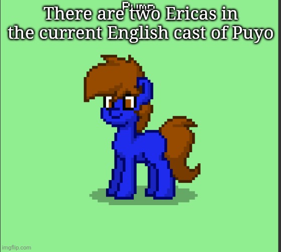 Erica Lindbeck is Raffina and Erica Mendez is Arle | There are two Ericas in the current English cast of Puyo | image tagged in pony pump except in pony town | made w/ Imgflip meme maker