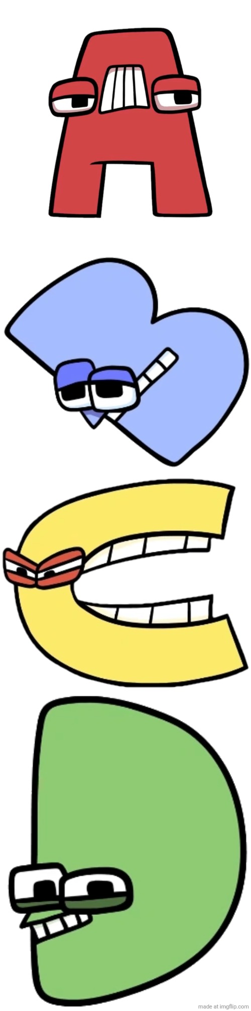 image tagged in letter a alphabet lore,b,c,d | made w/ Imgflip meme maker