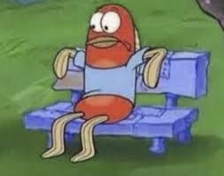 Spongebob fish on bench Blank Meme Template
