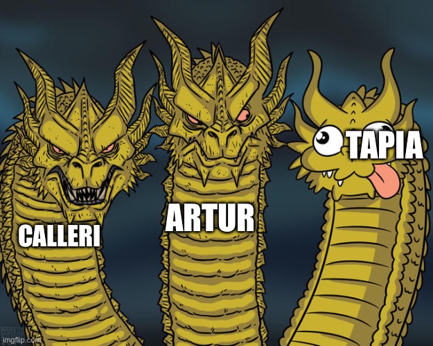 Three-headed Dragon | Tapia; Artur; Calleri | image tagged in three-headed dragon | made w/ Imgflip meme maker