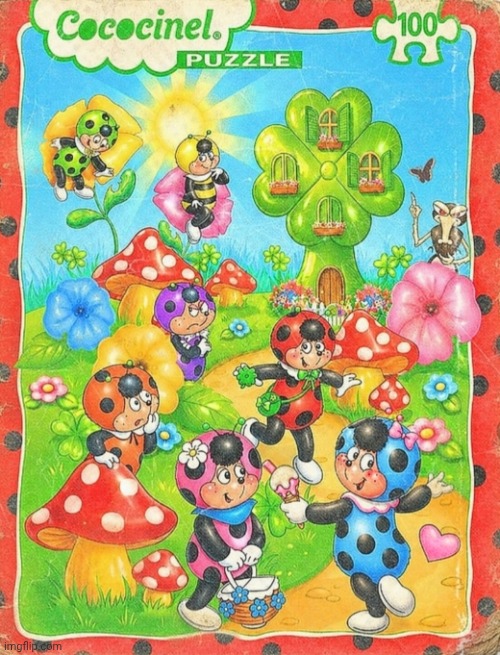 Cococinel 90s Puzzle maison trefle clover house dessin animé ladybug heroine cartoon 1992 Cocomiel dibujo animado    Πασχαλίτσα | image tagged in cococinel | made w/ Imgflip meme maker