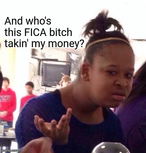 wtf | And who's this FICA bitch takin' my money? | image tagged in wtf | made w/ Imgflip meme maker
