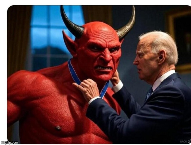image tagged in satan honored by biden | made w/ Imgflip meme maker