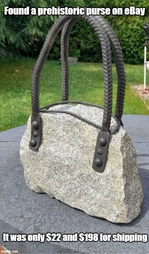 Zeus Purse | Found a prehistoric purse on eBay; It was only $22 and $198 for shipping | image tagged in old,purse,heavy,hermes dad | made w/ Imgflip meme maker