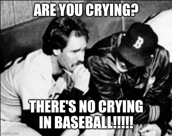 There's no crying in baseball! | Are you crying? There's NO crying in baseball!!!!! | image tagged in wade-bogs-ws jpg | made w/ Imgflip meme maker