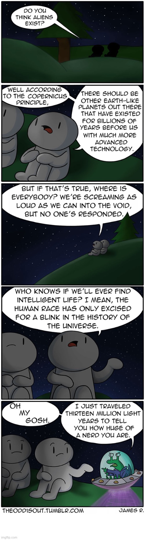 The Odd 1s Out | image tagged in comics,the odd 1s out,stargazing,intelligent life,alien,nerd | made w/ Imgflip meme maker