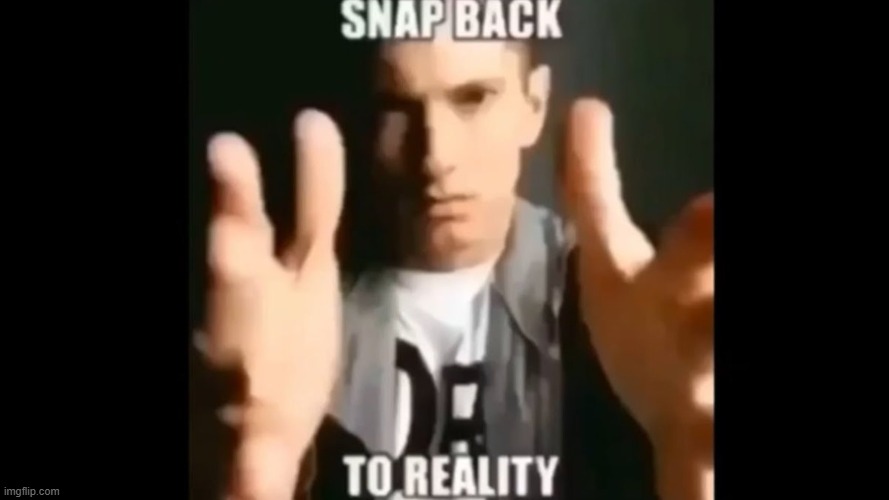 image tagged in snap back to reality | made w/ Imgflip meme maker