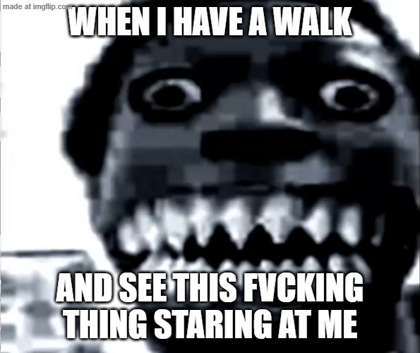 Phase 22 is not scary anymore :) | when i have a walk; AND SEE THIS FVCKING THING STARING AT ME | image tagged in mr incredible becoming uncanny phase 22 | made w/ Imgflip meme maker