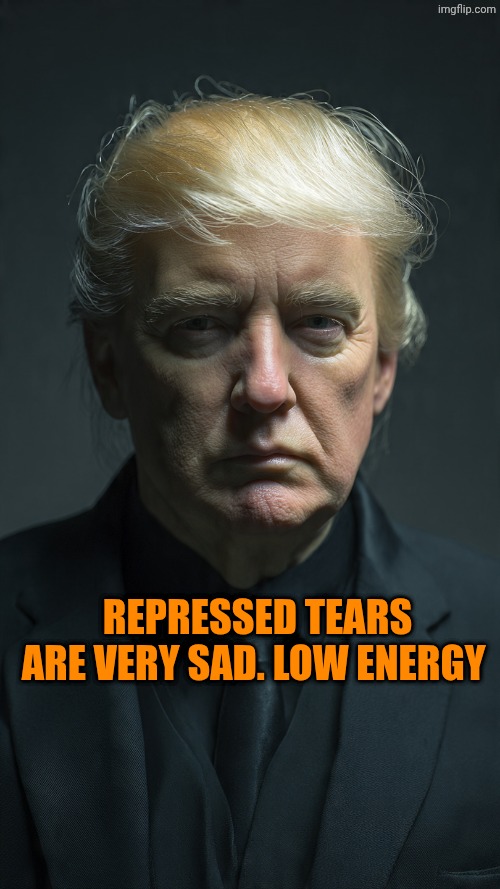 Trump in pain | Repressed tears are very sad. Low energy | image tagged in trump in pain | made w/ Imgflip meme maker