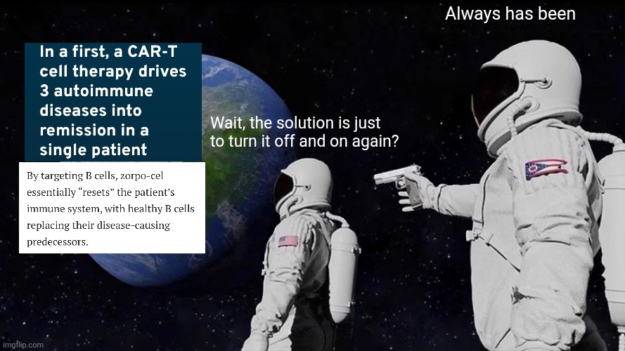 Always Has Been | Always has been; Wait, the solution is just to turn it off and on again? | image tagged in memes,always has been | made w/ Imgflip meme maker
