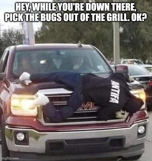 img_2_1779544647035.jpg | Hey, while you're down there, pick the bugs out of the grill. Ok? | image tagged in truck | made w/ Imgflip meme maker