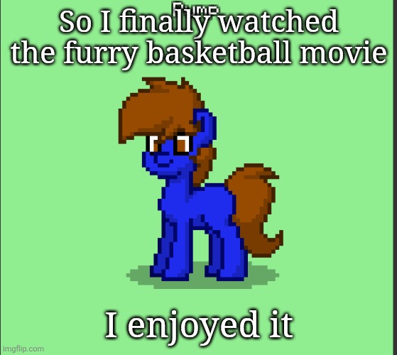 Pony Pump except in Pony Town | So I finally watched the furry basketball movie; I enjoyed it | image tagged in pony pump except in pony town | made w/ Imgflip meme maker