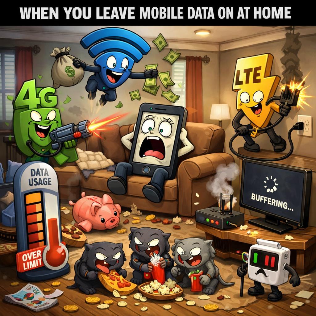 Whean you leave mobile data on at home Blank Meme Template