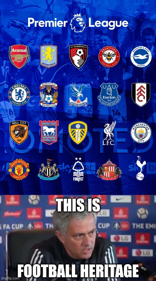 HERE ARE YOUR PREMIER LEAGUE 2026/27 ROSTER <3 | THIS IS; FOOTBALL HERITAGE | image tagged in football heritage,premier league,football,memes,soccer,teams | made w/ Imgflip meme maker