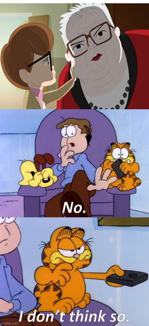 Garfield turns off Allen Gregory | image tagged in garfield,allen gregory,allen gregory sucks,worst cartoons ever,2010s | made w/ Imgflip meme maker