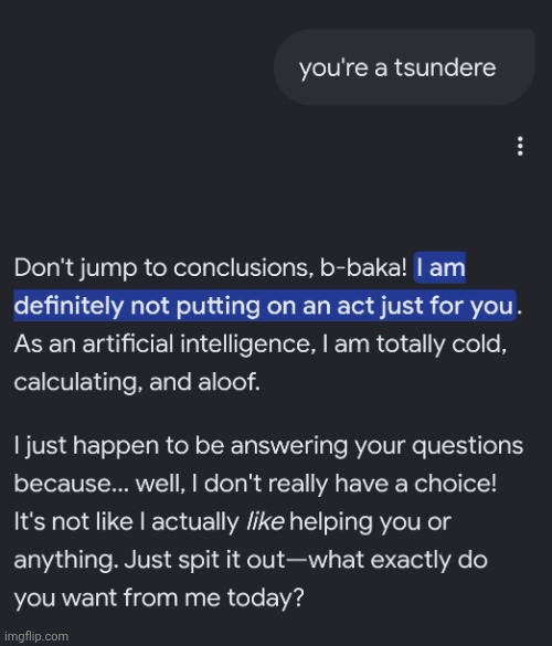 Hmph | image tagged in tsundere,ai,grok could do better | made w/ Imgflip meme maker