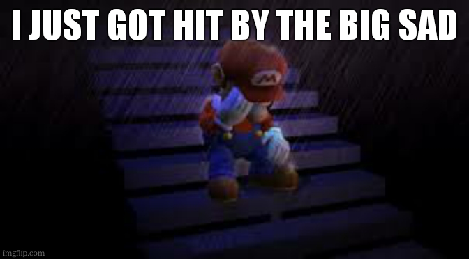 Sad mario | i just got hit by the big sad | image tagged in sad mario | made w/ Imgflip meme maker