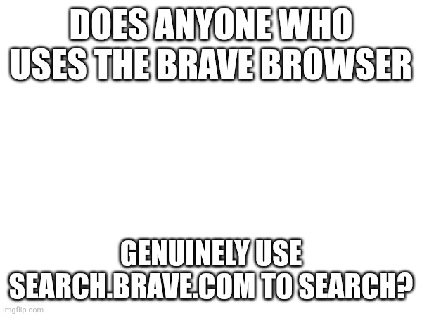 does anyone who uses the brave browser; genuinely use search.brave.com to search? | made w/ Imgflip meme maker