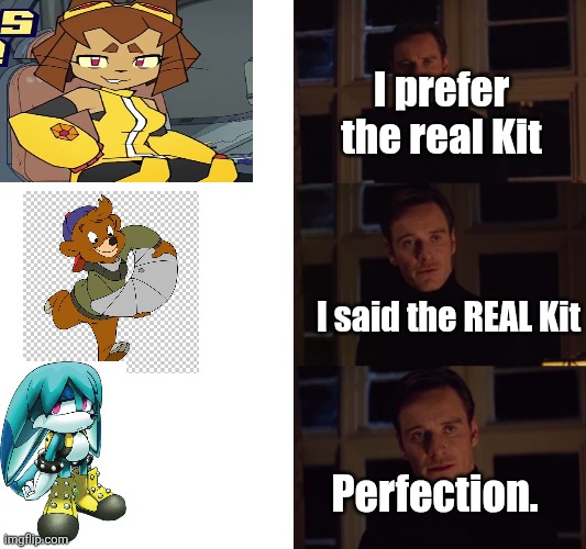 perfection | I prefer the real Kit; I said the REAL Kit; Perfection. | image tagged in perfection | made w/ Imgflip meme maker