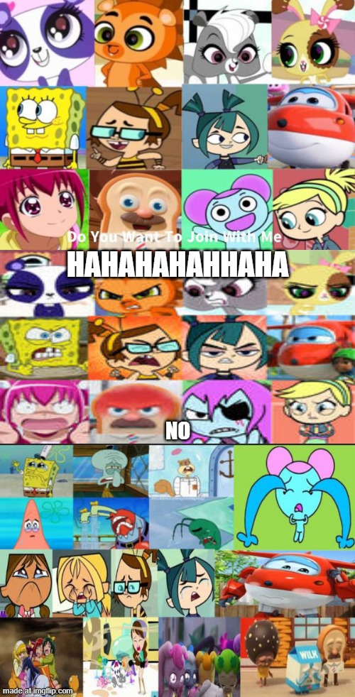 This meme except they say no to themselves | HAHAHAHAHHAHA; NO | image tagged in ruin this fill in meme 153 | made w/ Imgflip meme maker