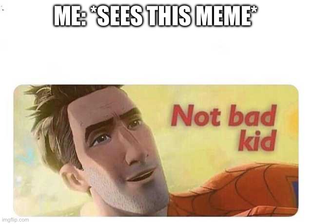 Not bad kid | Me: *sees this meme* | image tagged in not bad kid | made w/ Imgflip meme maker