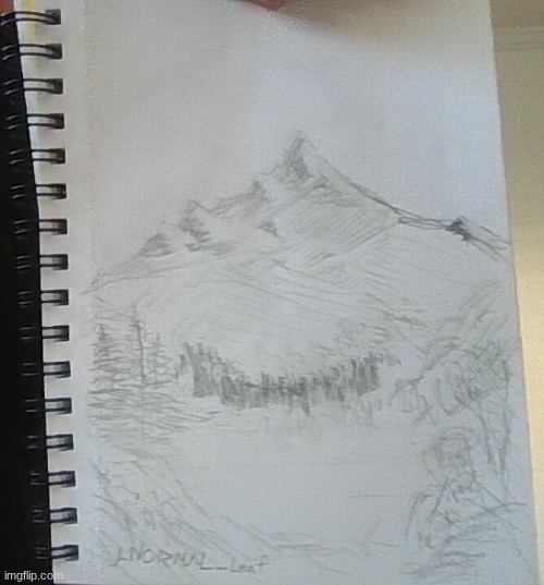 I followed a bob Ross tutorial using only a pencil (The Joy of Painting S1E10) | image tagged in img_20260524_172849 jpg | made w/ Imgflip meme maker