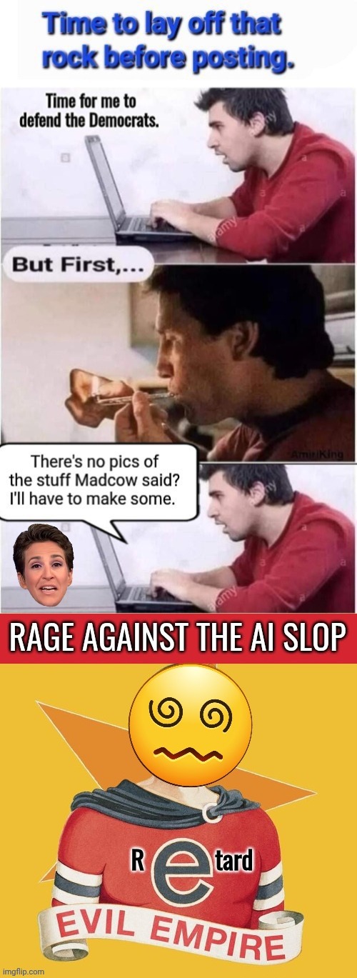 Rage Against the AI Slop | image tagged in asmzqi jpg,rage against the ai slop,parody | made w/ Imgflip meme maker