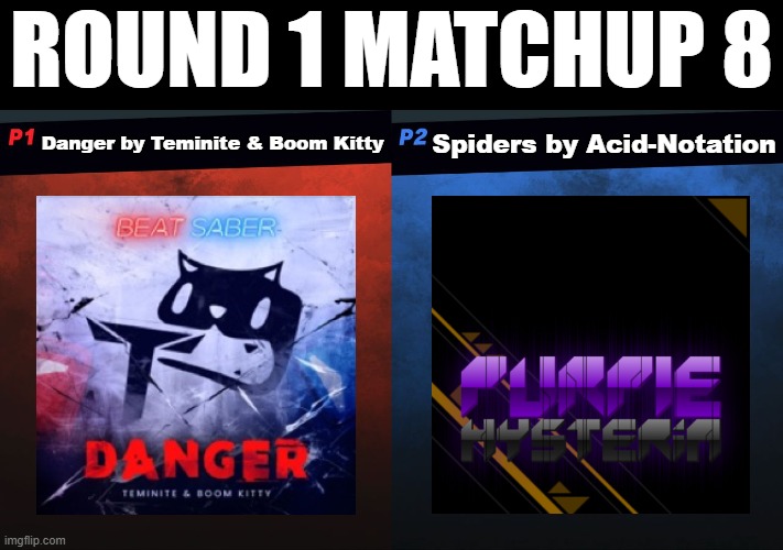 Every End got 5 votes, and Necromancy got 2 votes. Every End moves on! | Round 1 Matchup 8; Spiders by Acid-Notation; Danger by Teminite & Boom Kitty | image tagged in gd song bracket,danger,spiders | made w/ Imgflip meme maker